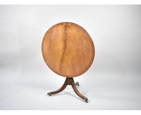 A Reproduction Mahogany Snap Top Tripod Table with Cross Banded Top, 64cm diameter 