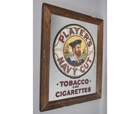 A Vintage Players Navy Cut Tobacco and Cigarette Advertising Mirror, Frame Woodwormed, 47x37cms 