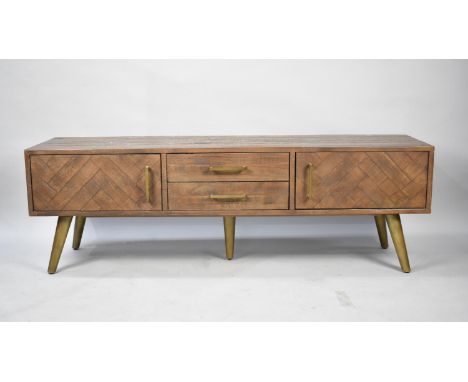 A Vintage Style Low Sideboard with Two Centre Drawers Flanked by Cupboards, Textured Top, 160cm wide 