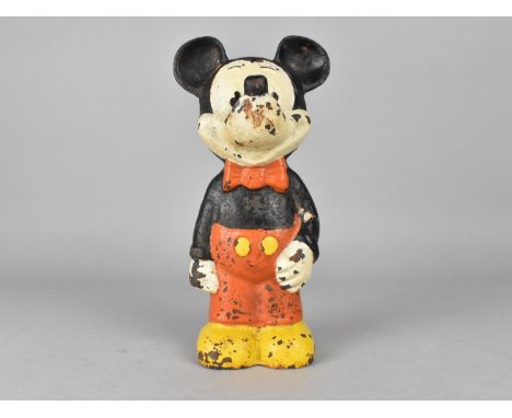 A Vintage Cast Iron Cold Painted Doorstop in the Form of Mickey Mouse, 23cms High 