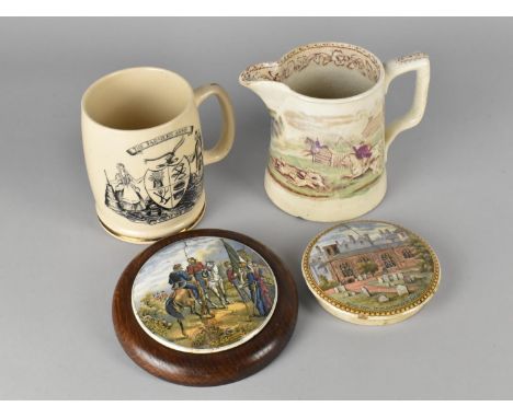Two 19th Century Prattware Pot Lids, 'Victor Emmanuel &amp; Garibaldi' and 'Chapel Royal Savoy Destroyed By Fire July 7 1864'