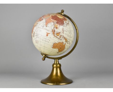 A Modern Desktop Globe on Brass Stand, 34cms High 