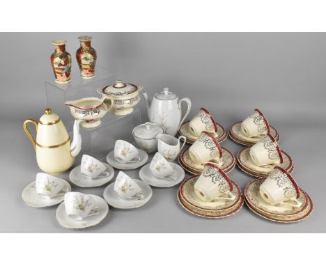 A Collection of Ceramics to Comprise Coalport Gilt, White and Cream Coffee Pot Retailed by Ovington Brothers, Myott Tea Set, 