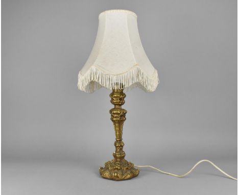 A Modern Cast Gilt Decorated Table Lamp with Shade 