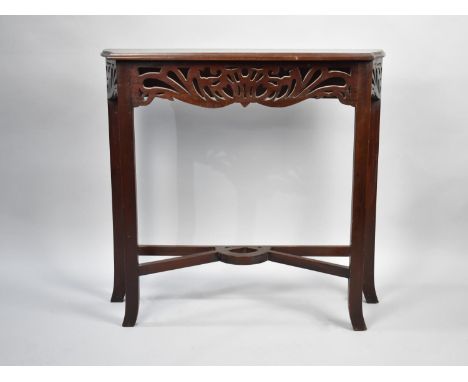 A Modern Mahogany Effect Console Style Table, 77cms Wide and 25cms Deep 