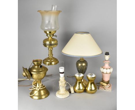 A Collection of Various table Lamps to Include Converted Oil Lamps, Ceramic Lamp etc 