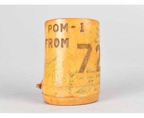 A Section of Bamboo Trunk Presented as a Leaving Present to Pom-1 from 72nd Regiment, Complete with Many Signatures 15cms Hig
