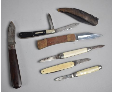 A Collection of Seven Various Pen Knives to include Georgian Shepherds Knife with Goat Horn Scales, Taylor Witness with Twin 
