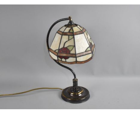 A Modern Desktop Table Lamp with Tiffany Style Shade, Bottom Rim AF, 42cms High 