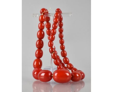 A Vintage Bakelite Bead Necklace, 43.7gms, Largest Bead 22mm Wide, 58.5cms Long Total, Screw Carved Closures, Has been Simich