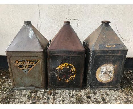 Three 5-gallon pyramid cans to include Redline Super and Ragosine Oil.