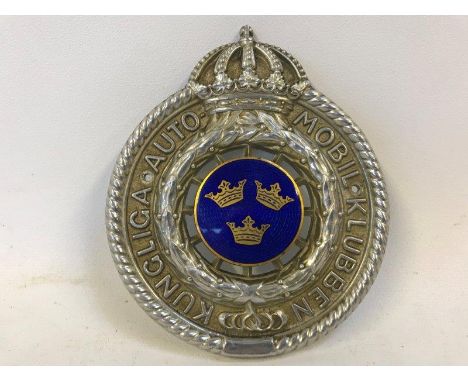 A Royal Automobile Club of Sweden part enamel car badge, C.C. Sporrong & Co.