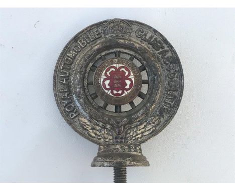 A Royal Automobile Club Associate car badge with the Lancashire Automobile Club part enamel centre, by Collins London, stampe