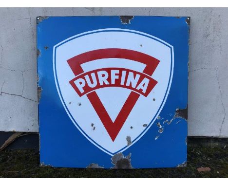 A Purfina enamel sign, 37 3/4 x 37 1/2".
