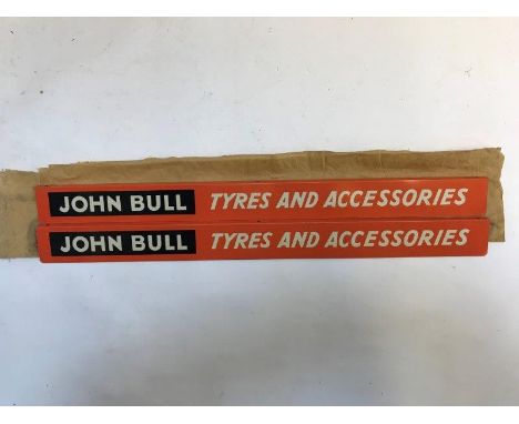 A pair of John Bull Tyres and Accessories shelf strips, new old stock. 