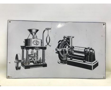 A Ransomes Sims and Jefferies Limited of Ipswich, England pictorial black and white enamel sign depicting a W.H. Allen Sons &