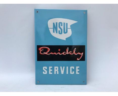 An NSU Quickly Service rectangular enamel sign, 15 x 21 3/4".
