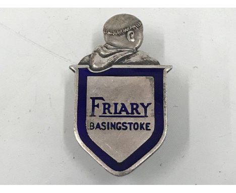 A Friary of Basingstoke part enamel motorcycle side car badge. 