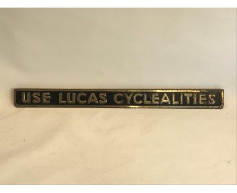 A Lucas Cyclealities embossed shelf strip, possibly pre-war.