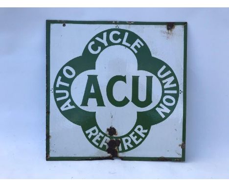 An Auto Cycle Union Repairer double sided enamel sign, 18 x 18". 