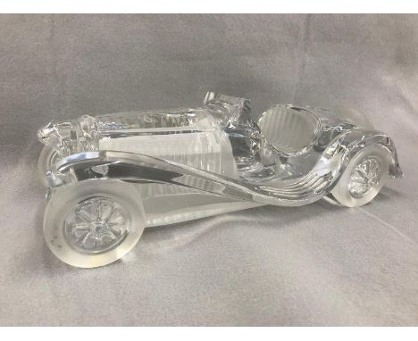 A Daum of France glass sculpted model of a Bugatti.