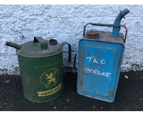 A Scottish Oils and Shellmex Limited Lamp Oil can and an Esso can. 