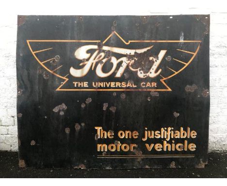 A rare and early Ford - The Universal Car rectangular enamel sign, Ford Model T era, 59 3/4 x 47 3/4".