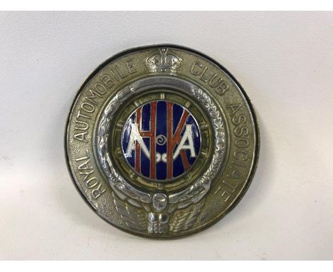 A Royal Automobile Club Associate badge with Hong Kong enamel centre A544.