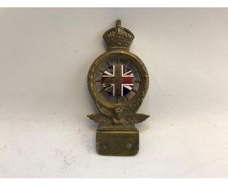 An RAC Member's badge, 1920s no. D3287 by Elkington & Co. Ltd., with circular enamel Union Jack centre and dashboard mounting