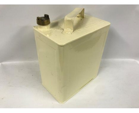 A two gallon petrol can, well restored in cream livery, with BP cap.