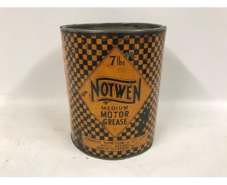 A rare Notwen Medium Motor Grease 7lbs cylindrical tin.