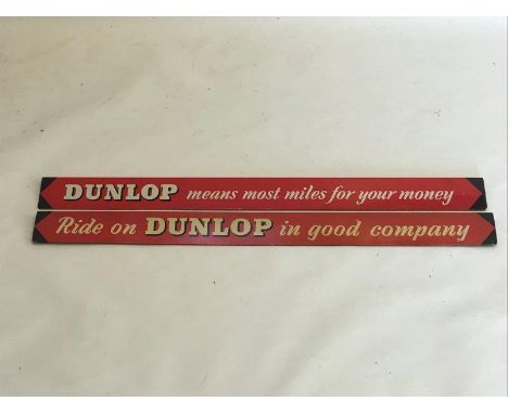 Two Dunlop tin shelf strips.