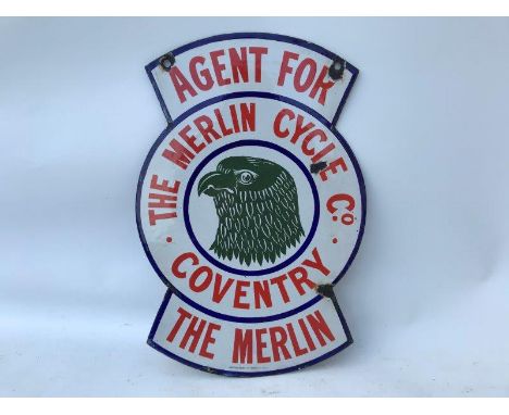 A rare Merlin Cycle Company of Coventry 'Agency' double sided hanging enamel sign by Griffiths & Browett Limited, London and 