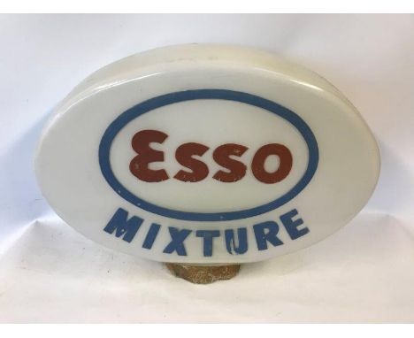 An Esso Mixture glass petrol pump globe with fibreglass reinforced damaged neck.