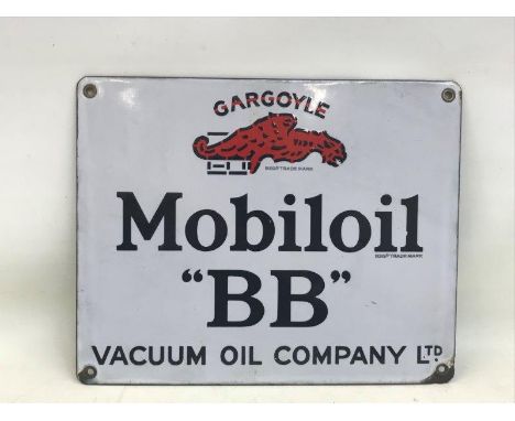 A Mobiloil 'BB' enamel cabinet sign in very good condition, 11 1/4 x 9".