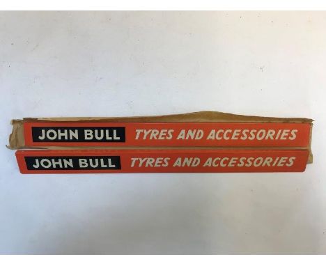 A pair of John Bull Tyres and Accessories shelf strips, new old stock. 