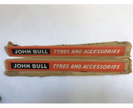 A pair of John Bull Tyres and Accessories shelf strips, new old stock. 