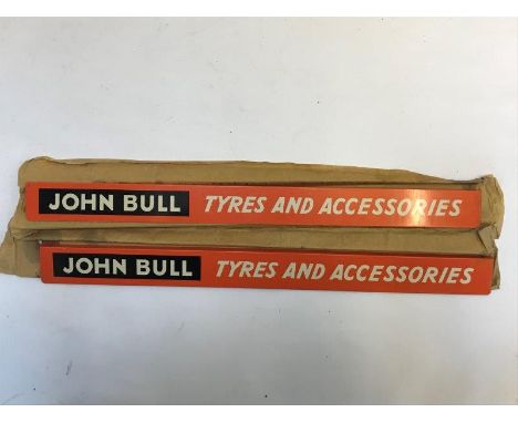 A pair of John Bull Tyres and Accessories shelf strips, new old stock. 