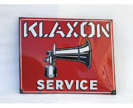 A Continental Klaxon Service rectangular enamel sign with central pictorial image of a horn, the sign with excellent gloss, 2