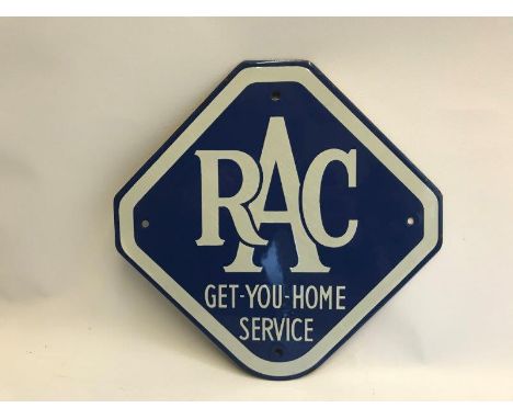 A small RAC Get-You-Home Service enamel sign in near mint condition, 10 1/2 x 10 1/4".