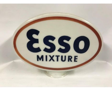 An Esso Mixture glass petrol pump globe by Webbs Crystal Glass Company Limited, fully stamped: Property of Esso Petroleum Lim