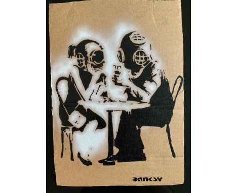 BANKSY DISMALAND – D’APRESBombe aérosol et pochoir sur carton, signé et numéroté à 50 exemplaires.Art gratuit de la peinture 
