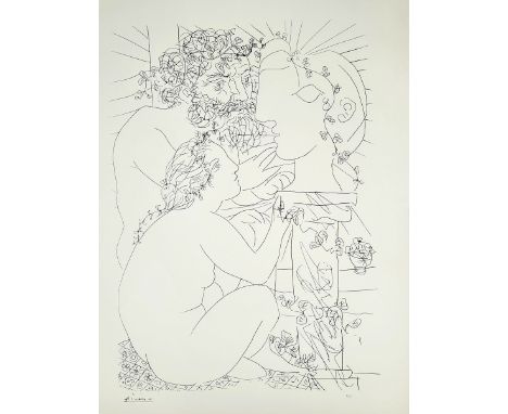 Pablo PICASSO (1981-1973), D’AprèsSculpteur avec son modèle (1962)Lithographie pressée en 1962 sous la direction de Pablo Pic