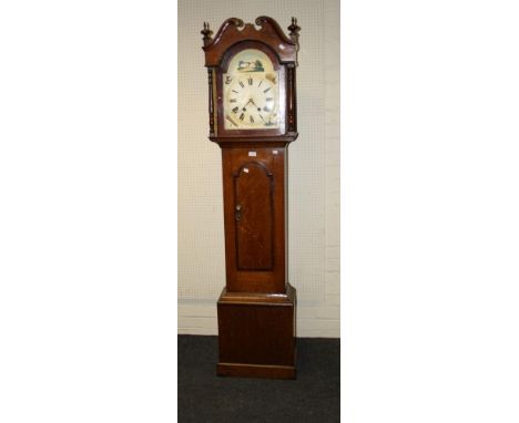 An oak cased 8-day longcase clock, with painted wood dial, 200cm