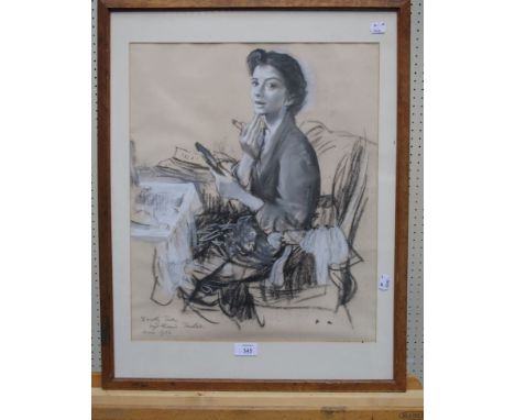 Francis Marshall (1901-1980) Dorothy Tutin, Wyndam Theatre March 1953 charcoal and chalk study bearing monogram and Michael P