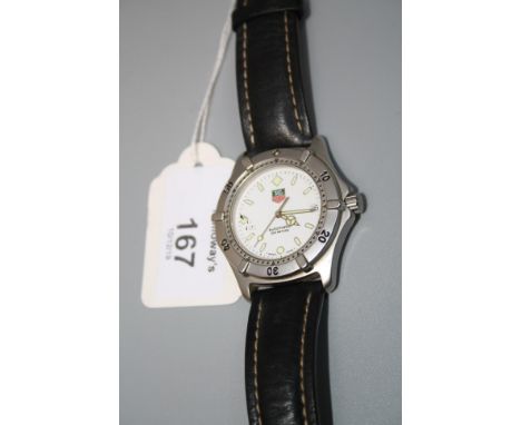 A gentleman's Tag Heuer 200 Metres Automatic wristwatch, the circular white enamel dial, with raised luminous baton numerals,