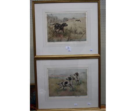 Henry Wilkinson RE (1921-2011) Two limited edition etchings of sporting dogs in the field both signed 27 xd 35.5cm