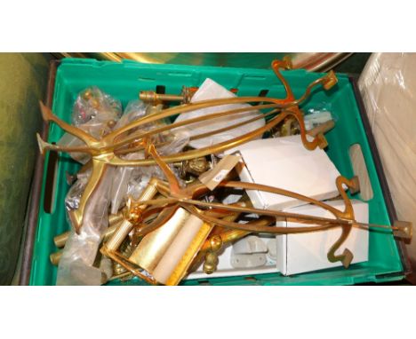 A collection of brass architectural salvage items