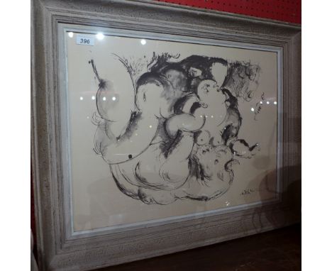 Pablo Picasso, a pochoir lithograph of 2000 edition, 'Woman and Minotaur' 1975, framed and glazed, 44cm x 60cm