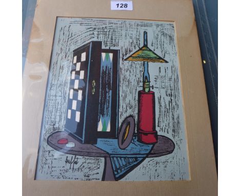 Bernard Buffet, an unframed by mounted screen print, silkscreen print #311 'Backgammon', with original label verso  